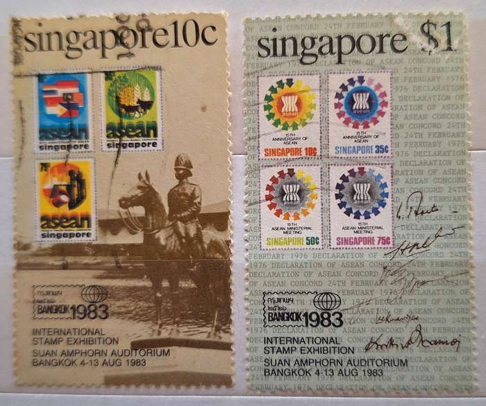 Singapore 1983 Bangkok International Stamps Show 2 Used Hinged stamps Theme: Stamps on Stamps
