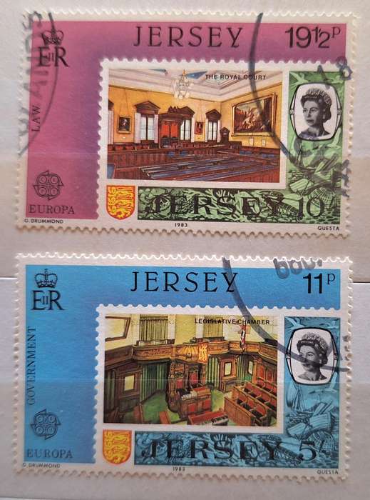 Jersey 1983 Europa Works of Human Genius 2 Used stamps Theme: Stamps on Stamps