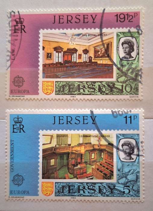 Jersey 1983 Europa Works of Human Genius 2 Used stamps Theme: Stamps on Stamps