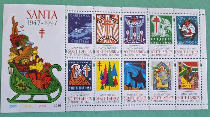 South Africa 1997 SANTA Anniversary Christmas 1 Mint Sheet of 10 stamps