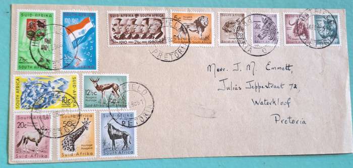 South Africa 1961 Decimal Definitive on Cover Cancellation Hatfield Pretoria 14 Feb 61