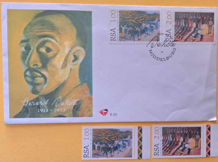 South Africa 1996 Gerard Sekoto Set of 2 Mint stamps and FDC 6.33