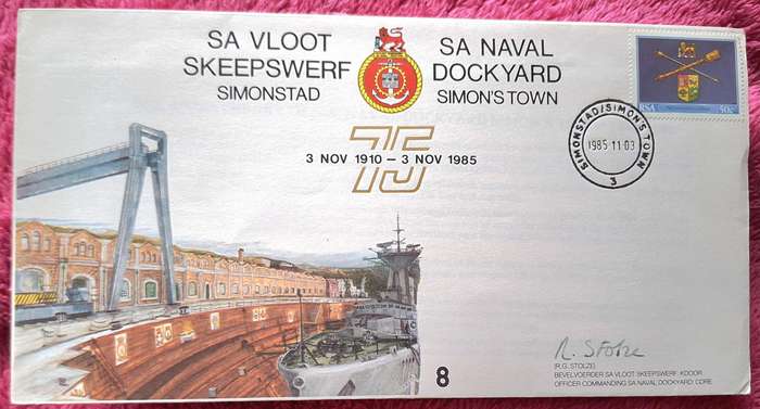 South Africa 1985 Navy Cover no 8 75 years SA Naval Dockyard Simonstown No 2926 of 7000 SIGNED
