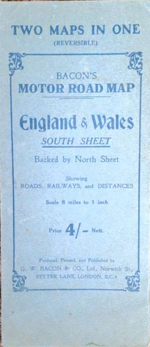 Bacon's Motor Road Map England & Wales Two Maps in One (Reversible)