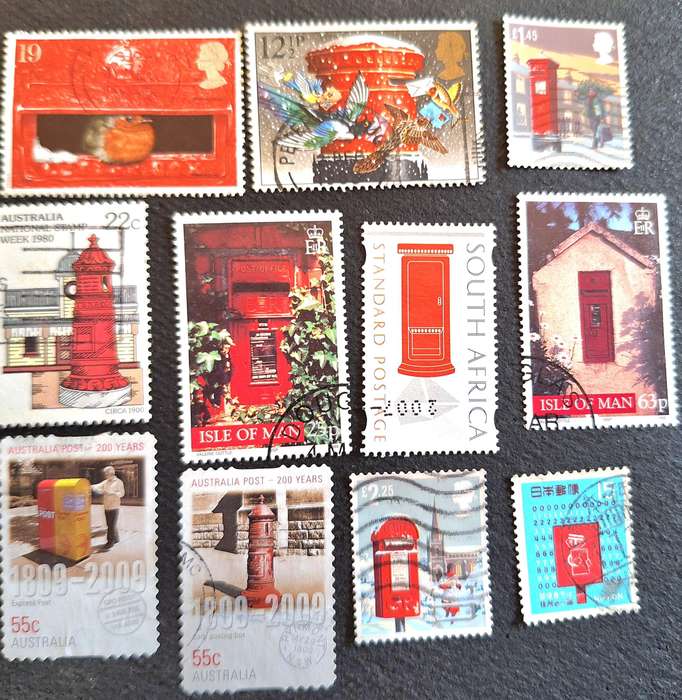 Theme: Post Boxes Mixed Lot of 11 Used stamps
