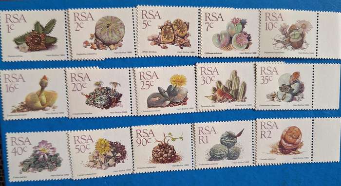 South Africa 1988 5th Definitive Issue Succulents Set of 15 Mint stamps