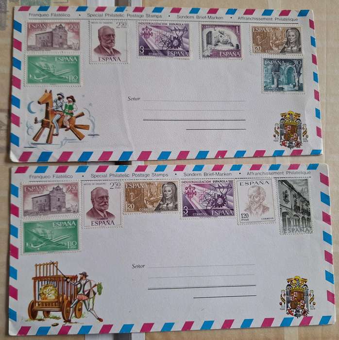Spain 2 Postcard Envelope with Special Philatelic Postage Stamps