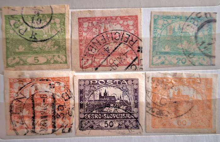 Czechoslovakia 1919/20 Pictorial Definitive 6 Imperforate Used stamps