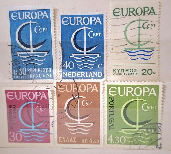 Europa CEPT 1966 Mixed Lot of 6 Used stamps Various Countries