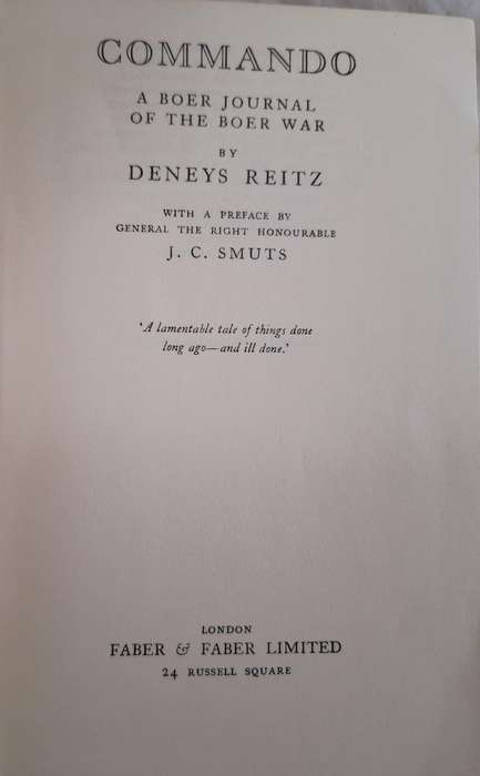 Comando: A Boer Journal of the Boer War by Deneys Reitz Hardcover 1968 Reprint