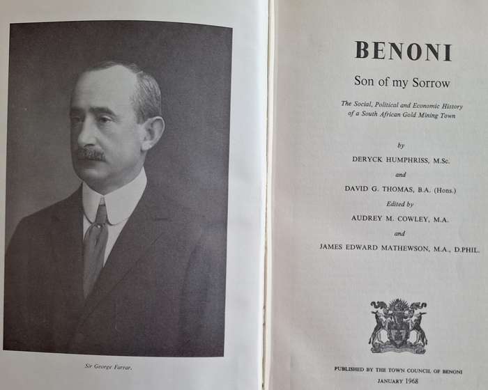 Benoni: Son of my Sorrow by Deryck Humphriss and David Thomas H/cover 1968 and Museum Opening Invite