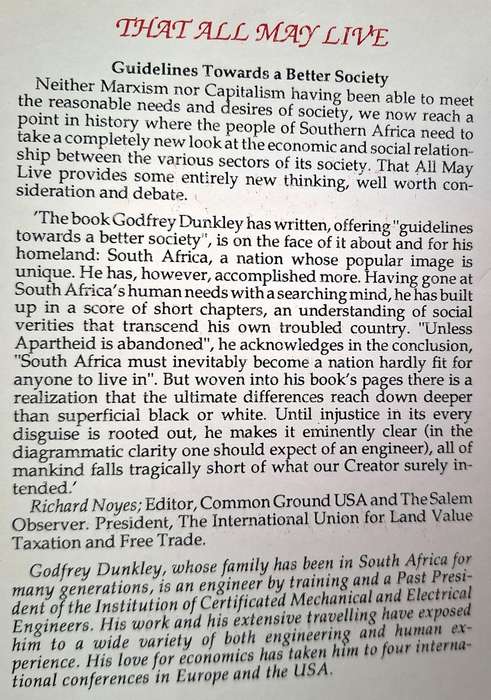 That All May Live by Godfrey Dunkley Paperback AUTHOR INSCRIPTION