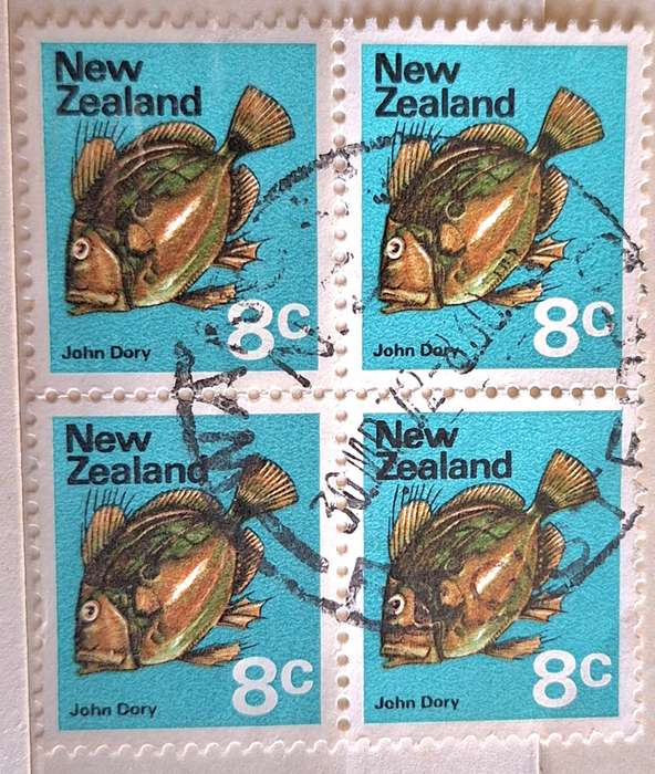 New Zealand 1970-71 Definitive 8c John Dory Block of 4 Used stamps