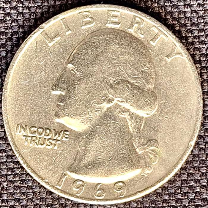 USA 1969 ¼ Dollar "Washington Quarter" Copper-nickel clad copper