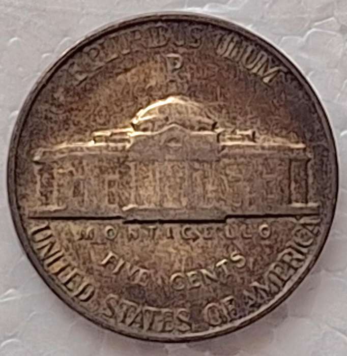 USA 1943 D 5 Cents "Jefferson Wartime Nickel" Billon