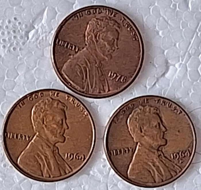 USA 1964 1964 D and 1978 1 Cent "Lincoln Memorial Cent" Bronze