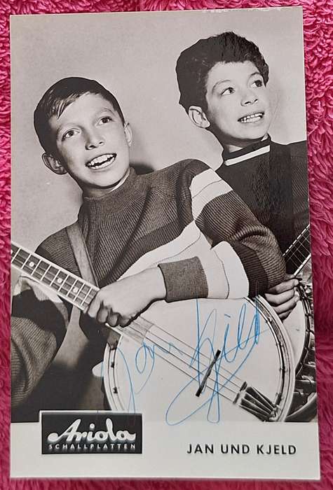 Signed Promotional Postcard - Musicians Jan and Kjeld Together with a Smile