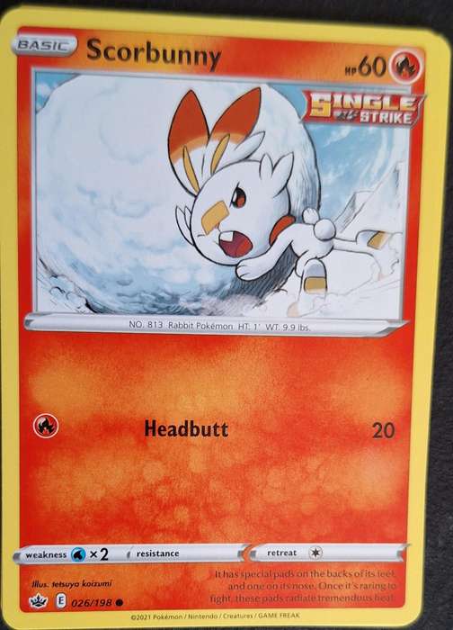 Pokemon 2021 Chilling Reign 026/198 Scorbunny