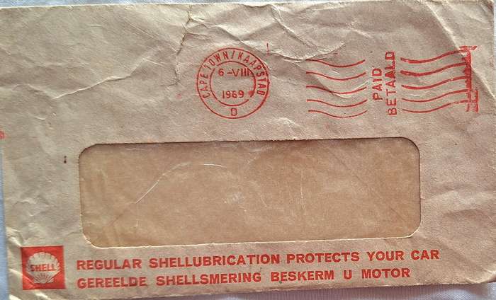 South Africa 1969 Shell Pre-printed Window Envelope with Cape Town Frank