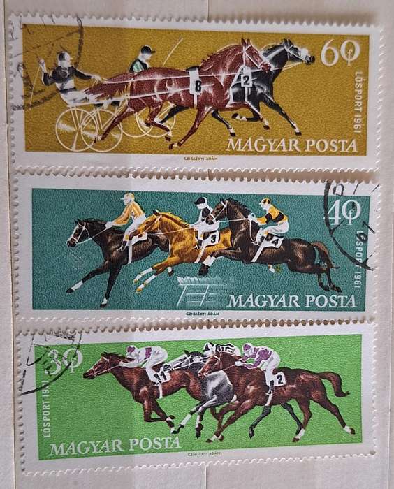 Hungary 1961 Horse sports 3 Cancelled stamps