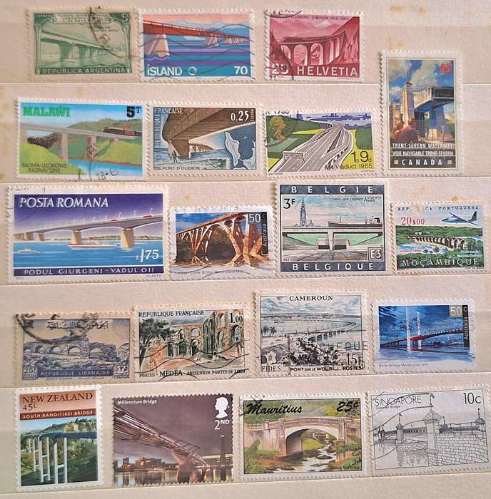 Theme: Bridges Mixed Lot of 18 Used stamps