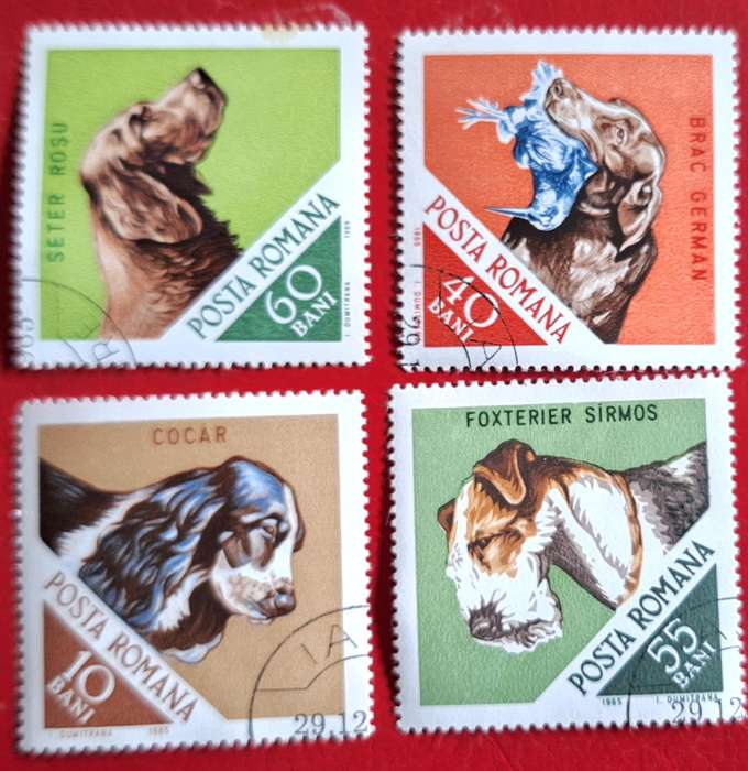 Romania 1965 Hunting Dogs 4 Cancelled stamps