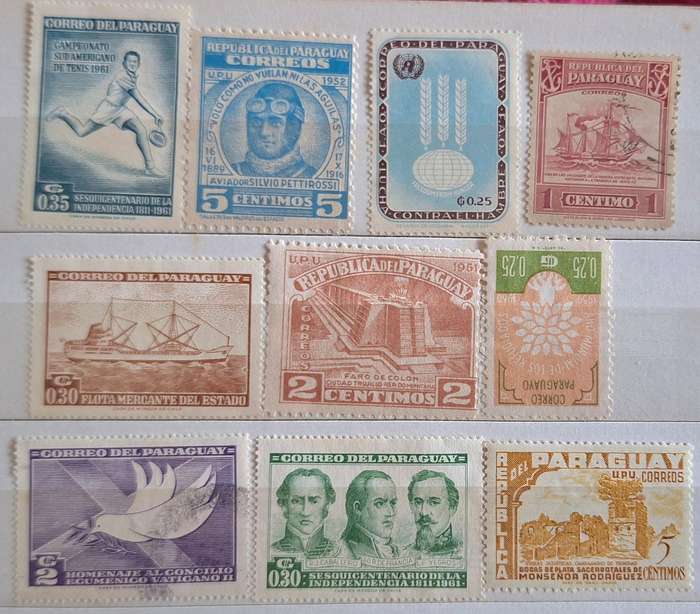 Paraguay Mixed Lot of 1 Used and 9 Unused stamps