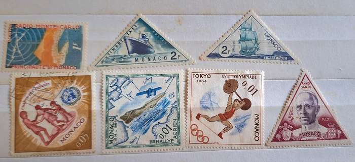 Monaco Mixed Lot of 6 Unused and 1 Cancelled stamp (some hinged)