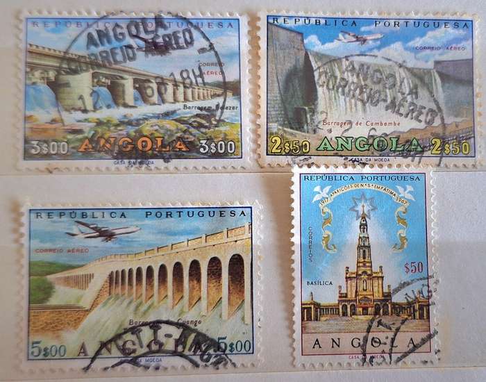 Angola 1965 Dams & Bridges 3 Used Hinged stamps and 1967 Fatima 1 Used Hinged stamp