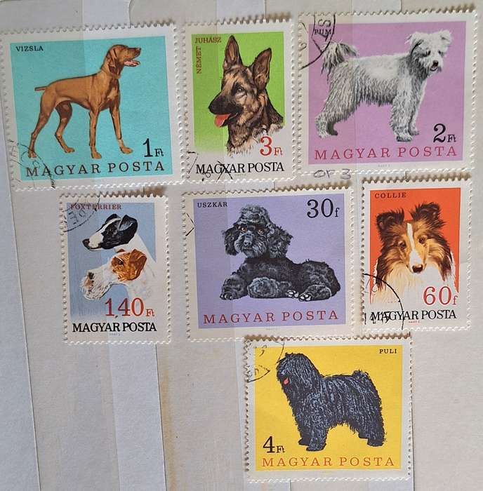 Hungary 1967 Dogs Set of 7 Cancelled Hinged stamps