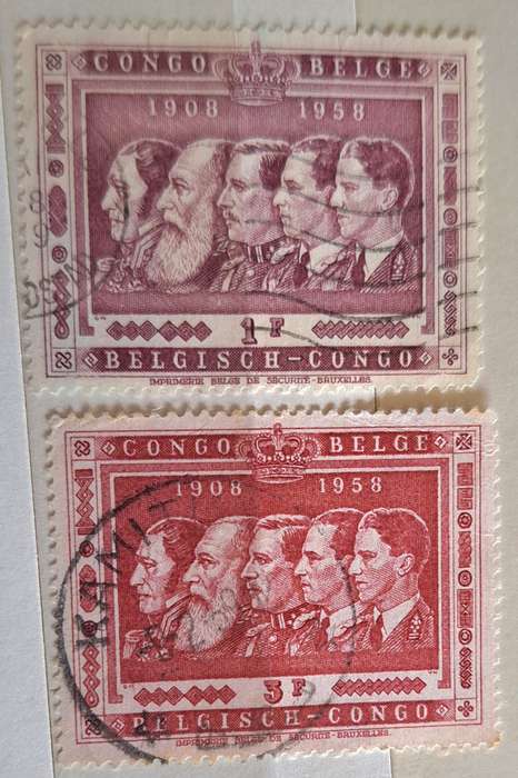 Belgian Congo 1958 50th Anniversary Annexation of Congo 2 Used stamps