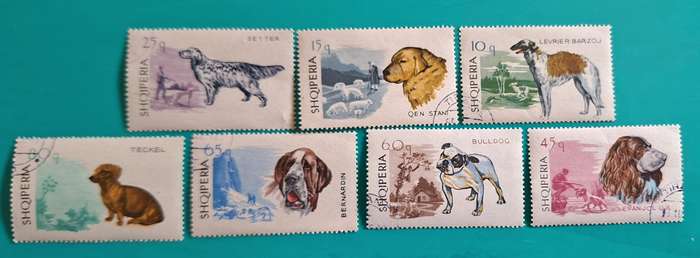 Albania 1988 Dogs Set of 7 Cancelled stamps