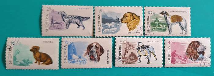 Albania 1988 Dogs Set of 7 Cancelled stamps