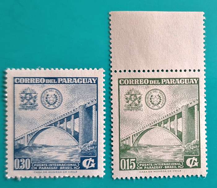 Paraguay 1961 International Bridge Rio Paraná 2 Mint stamps