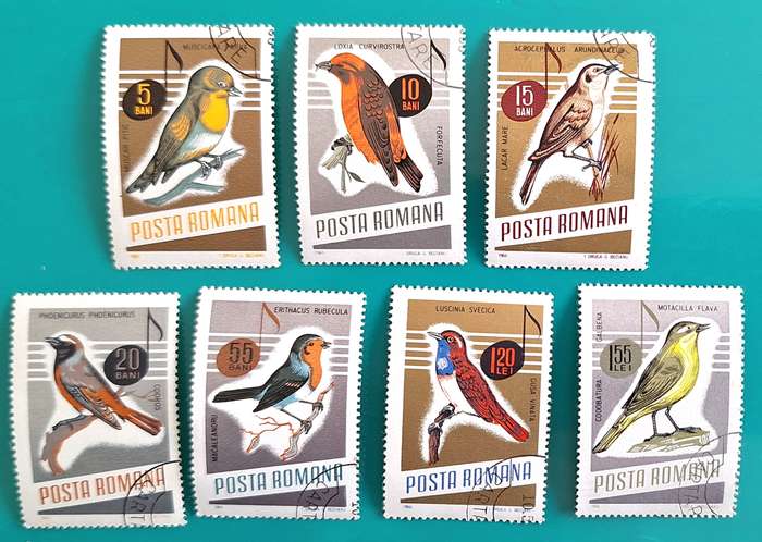 Romania 1966 Birds 7 Cancelled Stamps