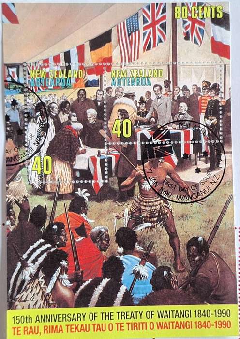 New Zealand 1990 150th Anniversary of signing the Treaty of Waitangi Cancelled Miniature Sheet