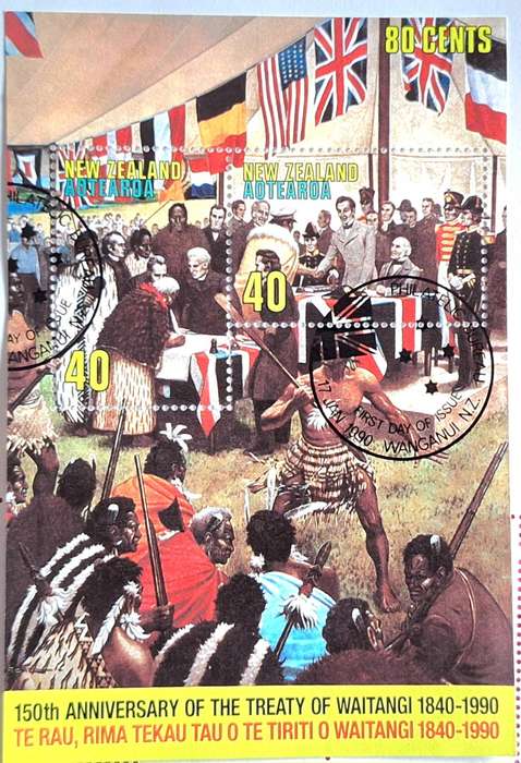 New Zealand 1990 150th Anniversary of signing the Treaty of Waitangi Cancelled Miniature Sheet