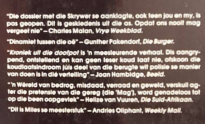 Kroniek uit die Doofpot deur John Miles Sagteband GETEKEN SIGNED