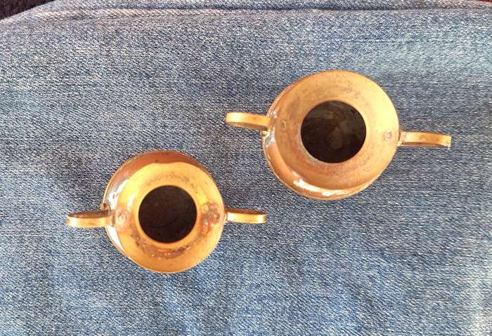 2 small Brass and Copper Ornament Vases S X Product Made in England
