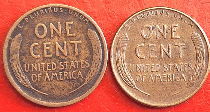 USA 1909 1957D 2 x 1 cent "Lincoln - Wheat Ears Reverse" Bronze
