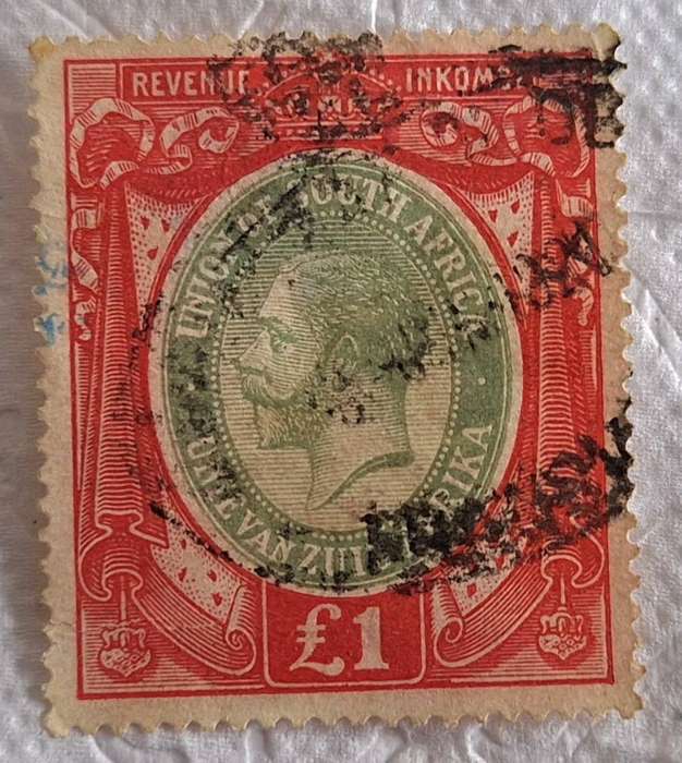 Union of South Africa 1913-20 George V £1 Revenue Used Hinged stamp