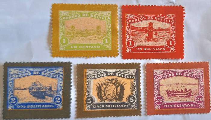 Bolivia 1914 Guaqui-La Paz Railroad 5 Unused Hinged Cinderella stamps
