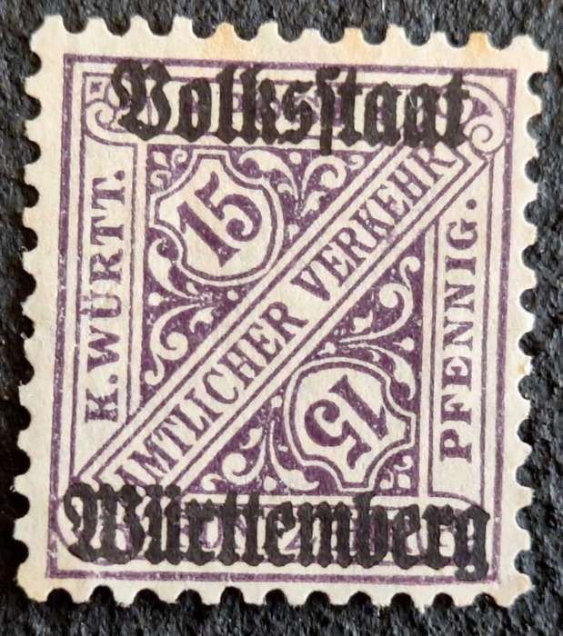 Germany Volkstaat Wurttemberg 1919 1 Unused stamp