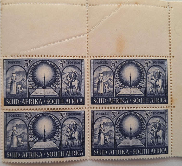 South Africa 1949 Inauguration of Voortrekker Monument  Unused Block of 4 3d Stamps