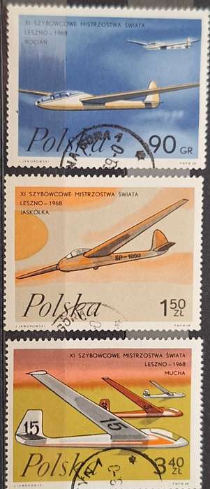 Poland 1968 Aviation 3 Cancelled stamps