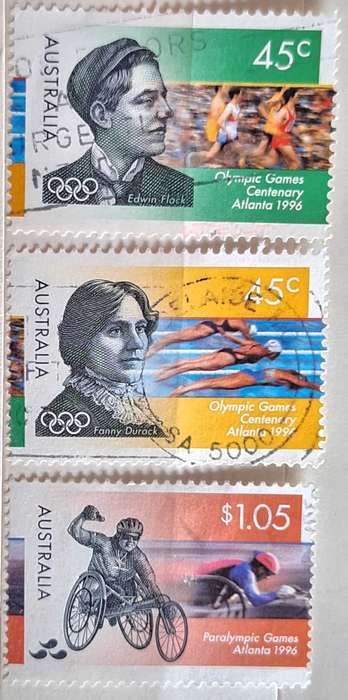 Australia 1996 Centenary of Olympics Games: 1996 Olympic & Paralympic Atlanta Set of 3 Used Hinged