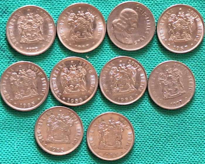South Africa Decimal Coins 5 cents 1970-1990  Nickel