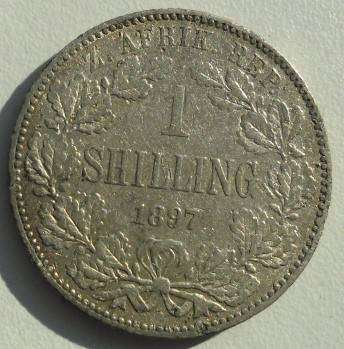 1897 1 SHILLING IN A/AU CONDITION