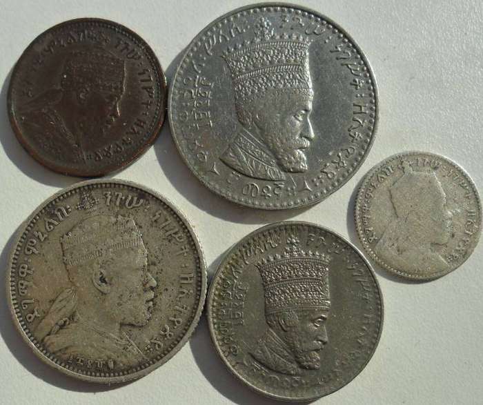 Ethiopia coin collection includes 2 silver coins