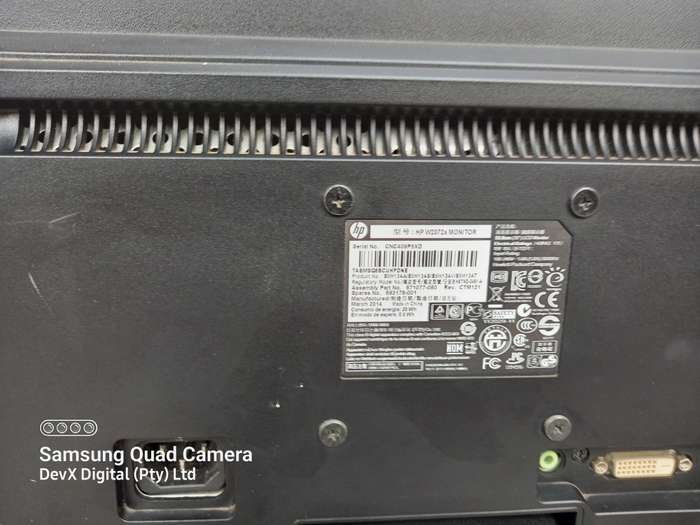 Tested & Working - 20-inch HP LED Backlit Monitor Only (W2072a) - Res: 1600 x 900 - VGA & DVI-D Port